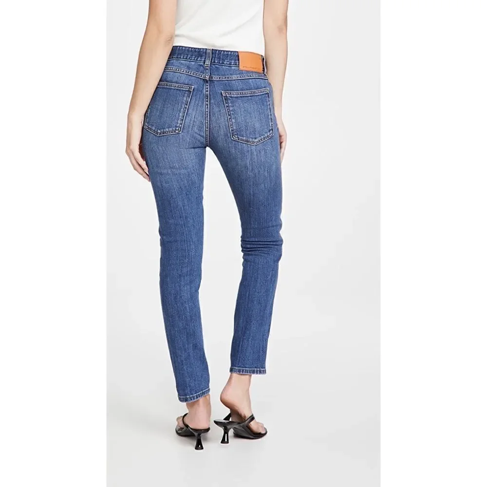Stella McCartney Womens Dark Stone Logo Jeans - Sky Blue Size 24